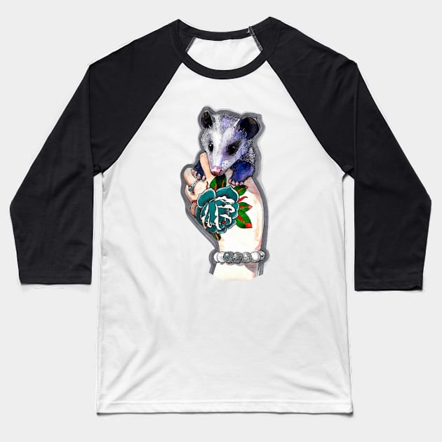 An Opossum in the Hand is Worth... Baseball T-Shirt by endrene